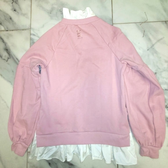 TED BAKER Dusty Pink Evliin Logo Frill Sweatshirt "Wink In Pink" Size 2 US - Picture 7 of 16